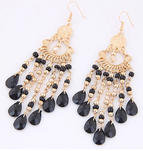 Gold and Black Beaded Dangles